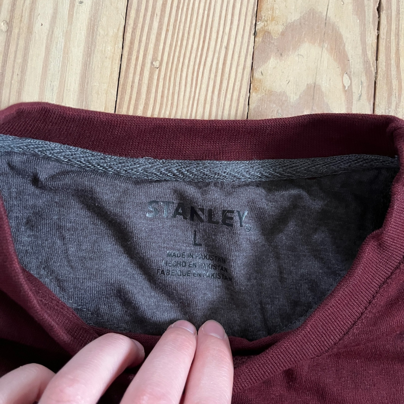 Stanley Workwear Mens Large Burgundy Heather Long Sleeve Pocket Tee Shirt Nwt — image 3 of 8